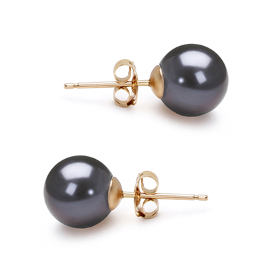 freshwater black pearl earrings